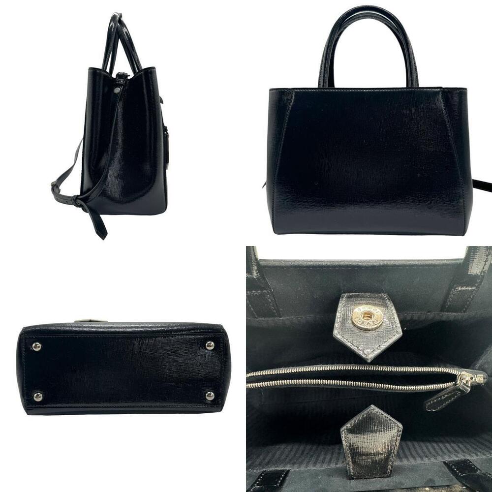 Fendi Toujours patent bag shoulder handbag leather black silver